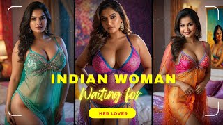 4k AI Art| Indian Lookbook| beautiful woman waiting for her lover in a Net NightGown