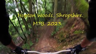 Mountain Biking, Hopton Woods, Shropshire. The Red single track. Dave Pearce XC, and Blue MTB Trial