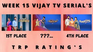 WEEK 15 VIJAY TV SERIAL'S TRP RATING'S (URBAN)🔥 | VIJAY TV | VIDEO'S WORLD | TAMIL | 2022