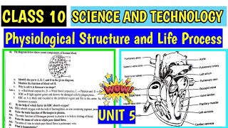 Class 10 science unit 5 physiological structure and life process exercise in English