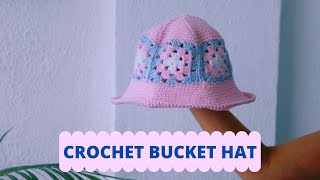 How to crochet granny square bucket hat | Ms Summers Granny Square Series