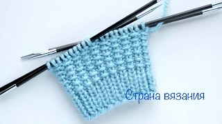 Узоры спицами. Резинка 1х1 со снятыми петлями. Вязание по кругу. Elastic 1x1 with removed loops.