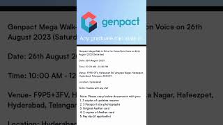 Genpact #walkininterview #offcampushiring2023 #walkindrive #jobforfreshers #anygraduatejobs