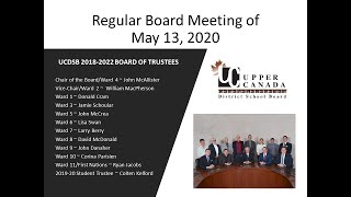 May 27, 2020 UCDSB Board Meeting