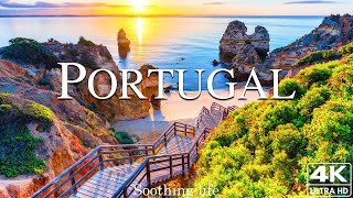 FLYING OVER PORTUGAL  (4K UHD) - Relaxing Piano Music With Beautiful Natural Scenery For Deep Sleep