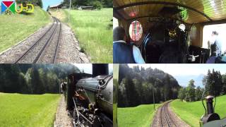 Dampfzug-Führerstandsmitfahrt auf der Vitznau-Rigi-Bahn - Bergfahrt - alle Kameras [UHD]