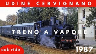 Linea Udine Cervignano 1987 treno a vapore cab ride binari Ferrovie dello Stato locomotiva Gr 880051