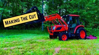 Tractor Bush Hogging Overgrown Farm Fields