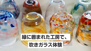 【岐阜・多治見市・ガラス細工】息でプウッと膨らませよう！吹きガラス（コップor一輪挿し）