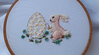 3D Easter Bunny Detached stitch Easter Embroidery