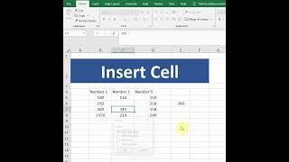 Insert or Shift Cell - Excel - #youtubeshorts