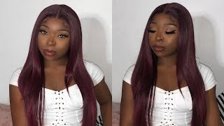 BOMB BURGUNDY WIG UNDER $50 | Sensationnel Cloud 9 What Lace Janelle Burgundy Wine | Samsbeauty.com