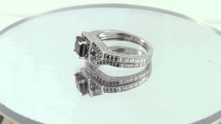 9 00csd1655bl - 2.71 ct Black Princess Cut BRIDAL SET Sterling Silver Wedding Ring