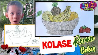 Kolase gambar buah dari koran bekas || how to make newspaper collage