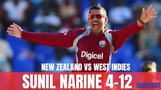 Sunil Narine 4-12 | Sunil Narine Best Bowling in T20 | NZ tour of WI 2012 | 2nd T20