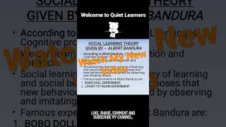 Social Learning Theory. Given by - Albert Bandura.