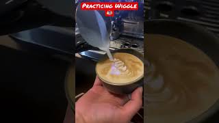 Practicing Wiggle in Latte Art☕️ #coffee #latte #latteart #coffeelovers #coffeetimevlog