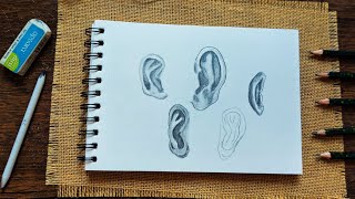 EAR DRAWING FOR BEGINNERS | SKETCHING | PENCIL SHADING