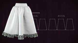 1950s petticoat. 6-gore skirt with a hip yoke. 3D visualisation.