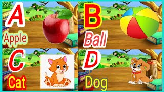 Abcd A For Apple B For ball C For Cat D For Dog For Kids #abcdsongs#kids