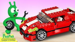 Pea Pea Build a Lego Car for the first time - Kid learning - Pea Pea Cartoon