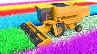 Colors for Children to Learn With Combine Farm Vehicles and Truck Toy for Kids