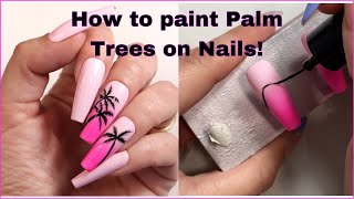 How to paint Palm Trees on Nails! Plus gradient with pigment!