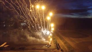 McMinnville Oregon fireworks viewed from a drone plus a small grass fire