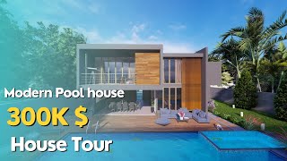 Modern exterior pool house | 300K $ Sea side villa |  Building Exterior design phasing  | House tour