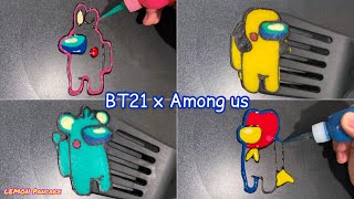 Among us x BT21 Pancake Art - Cooky, Koya, TATA, Chimmy | LEMON Pancake