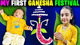 Rishabh का 1st Ganesha Festival Best Ever😍Mummy ने Special Decoration की🎉@SamayraNarulaandFamily