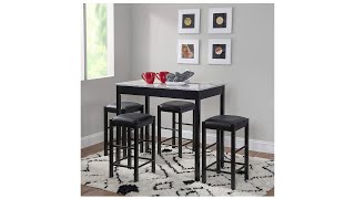 Linon Black 3 Piece Faux Marble Tavern Set