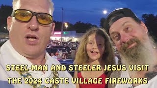 STEEL-MAN AND STEELER JUSUS VISIT:  THE 2024 CASTE VILLAGE FIREWORKS