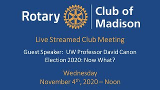 November 4th - Guest Speaker: UW-Madison Prof. David Canon