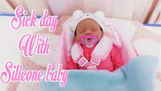 Reborn silicone baby's sick day calming video no talking