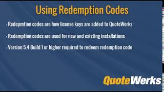 Using QuoteWerks Redemption Codes