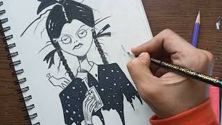 Drawing Wednesday Addams |Wednesday Addams Animated version | Drawing tutorial