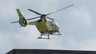 Landen en opstijgen traumahelikopter PH-UMC + a1 aankomst 21-132 bij Radboud umc Nijmegen