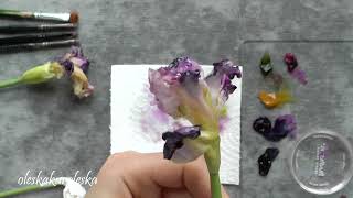 Окрашиваю увядающий цветок из холодного фарфора. Painting a fading flower from cold porcelain.