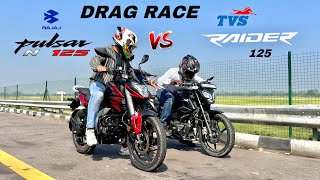 bajaj pulsar n125 vs tvs raider 125 | drag race | shocking results 😱