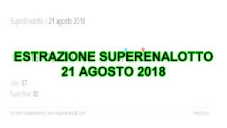 Estrazione Superenalotto 21 Agosto 2018