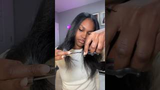 Cutting hair at home, split ends, trimming natural hair when straight #haircut #trim #naturalhair