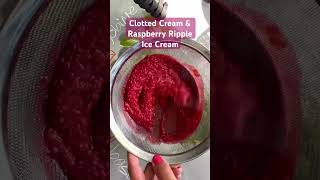 Clotted Cream and Raspberry Ripple Ice Cream made in an ice cream maker