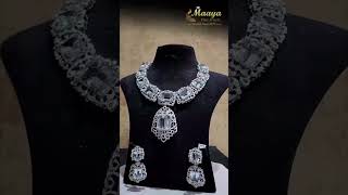 Diamond Necklace and Earrings with Aquamarines