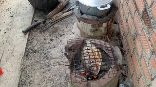 Cooking and Eating in Countryside, Cambodia