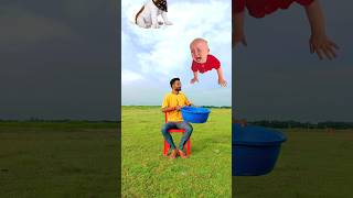 Flying crying babies Catching vs monster hen & grasshopper vs puppy - Funny vfx magic 😀