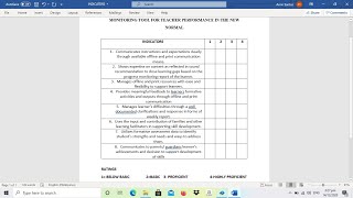 Monitoring Tool for Teacher Performance