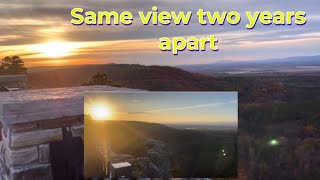 Same exact view from Petit Jean Mountain two years apart, I love mountain overlooks!!