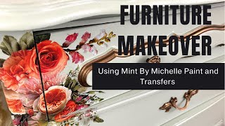 Trash to Treasure Furniture Makeover Using Mint by Michelle Paint and Transfers😍