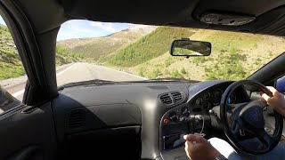 Mazda RX-7 FD JDM mountain road driving Swiss Alps Umbrailpass In Car POV